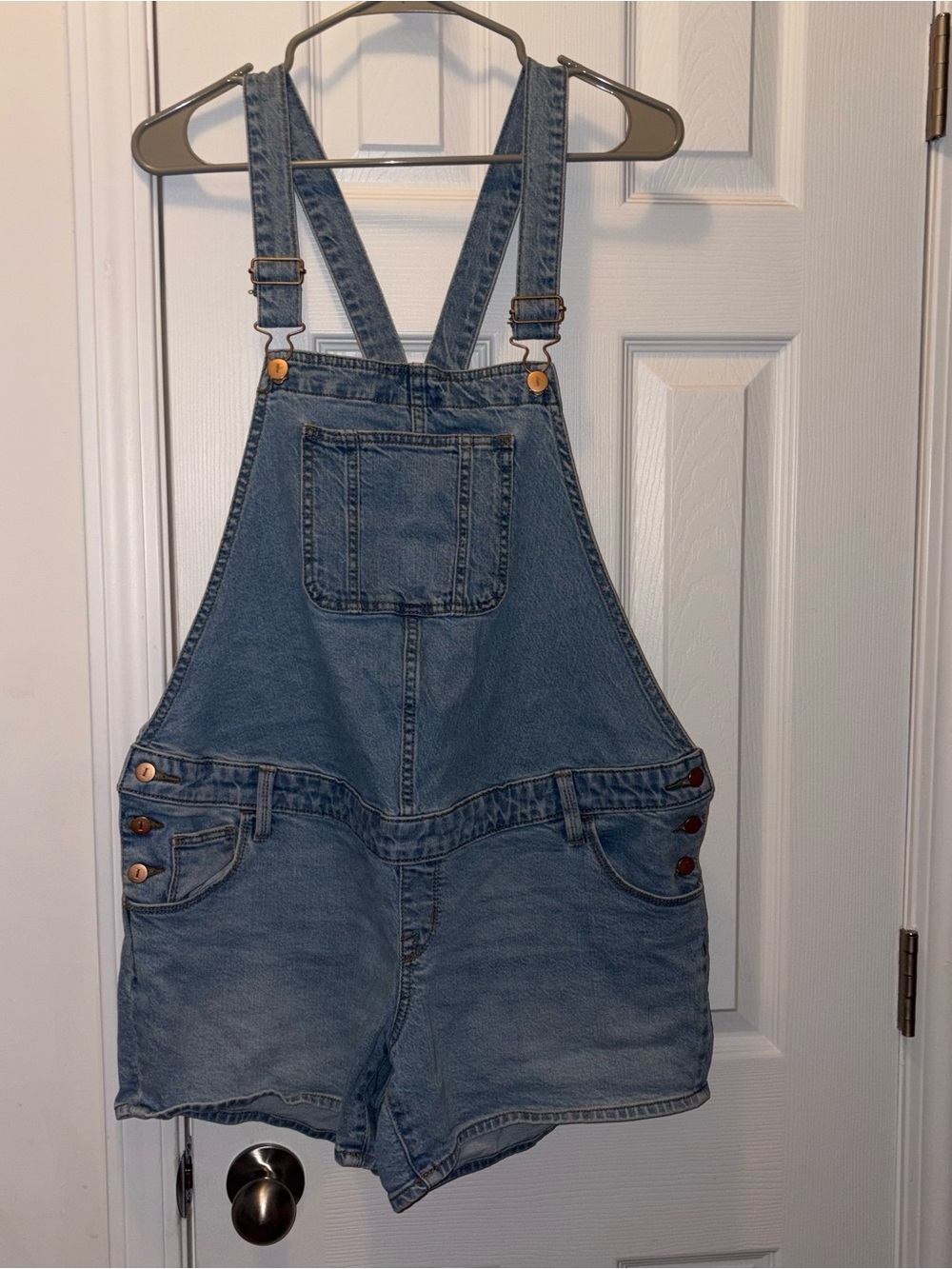 Blue Denim Short Overalls - Womens
